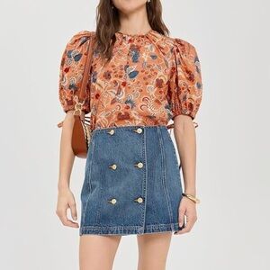 NWT Ulla Johnson Coralie Short Sleeve Blouse